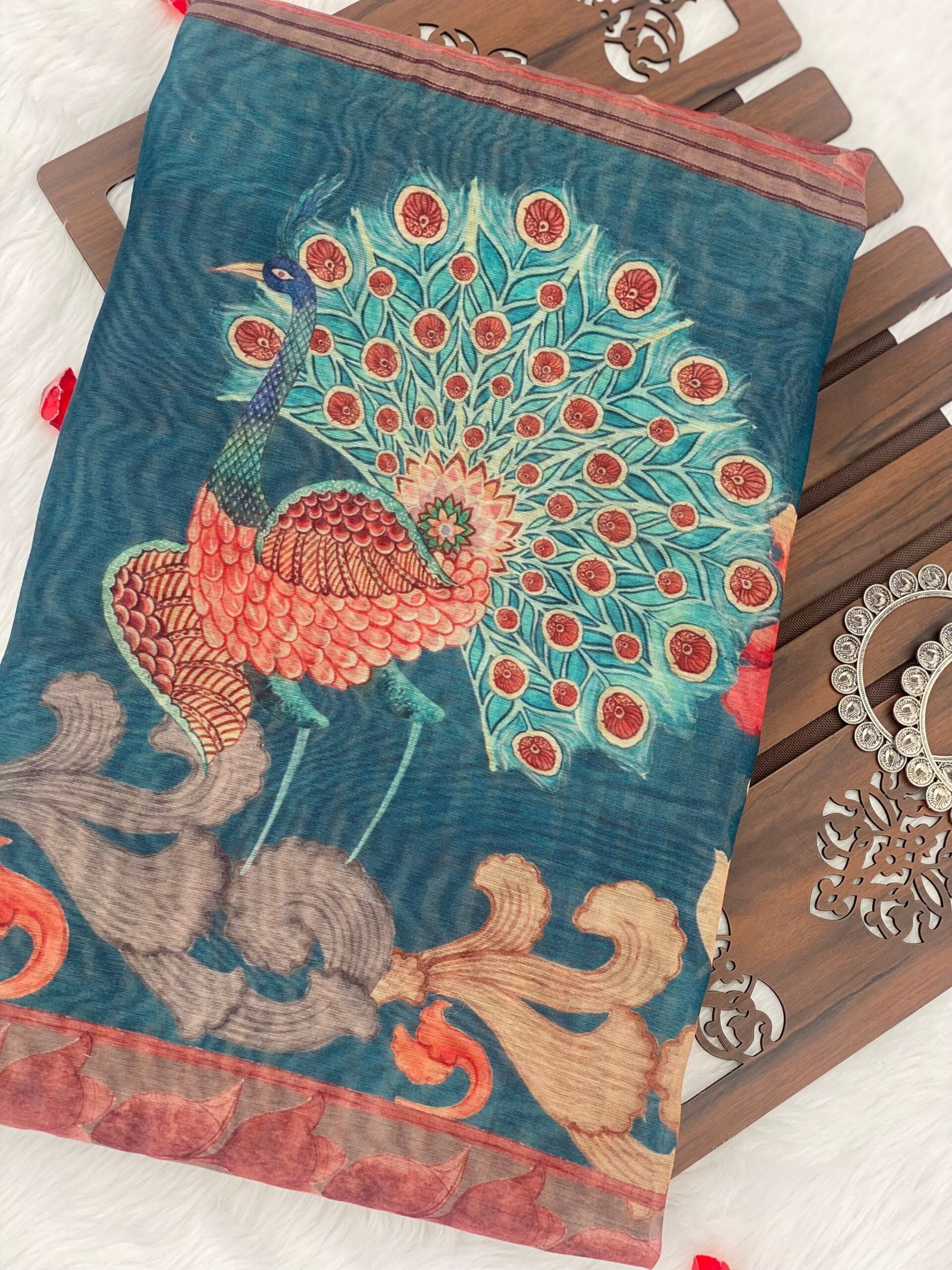 Exquisite Narayani Peacock Kalamkari Saree - Embrace Elegance!