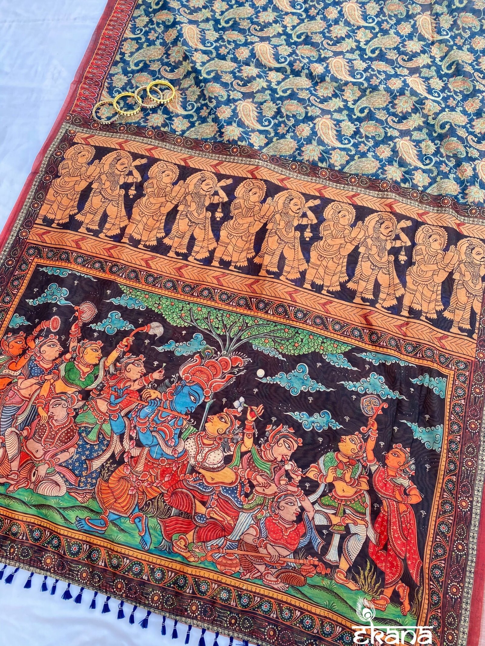 Exquisite Raas Leela Kalamkari Saree: A Touch of Elegance and Tradition - Image 3