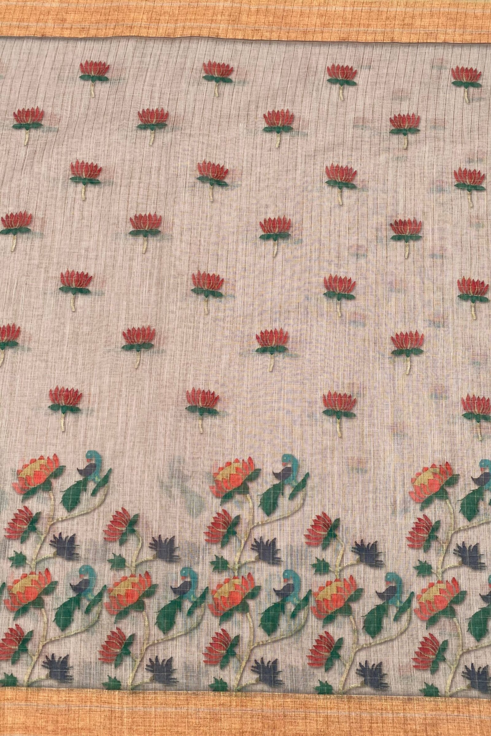 Elegant Kamal Pushp Linen Saree for Timeless Style - Image 6