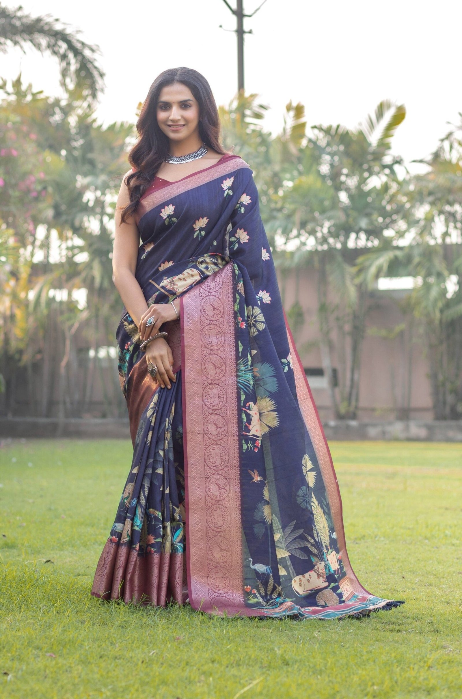 Enchanting Deep Blue Pichwai Saree by Madhurima