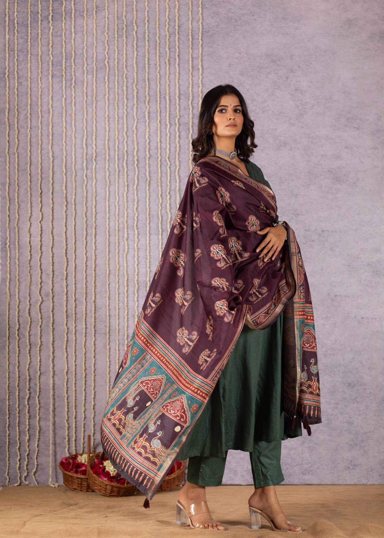 Enchanting Deep Green Kalamkari Suit Set by Perkha - Image 5