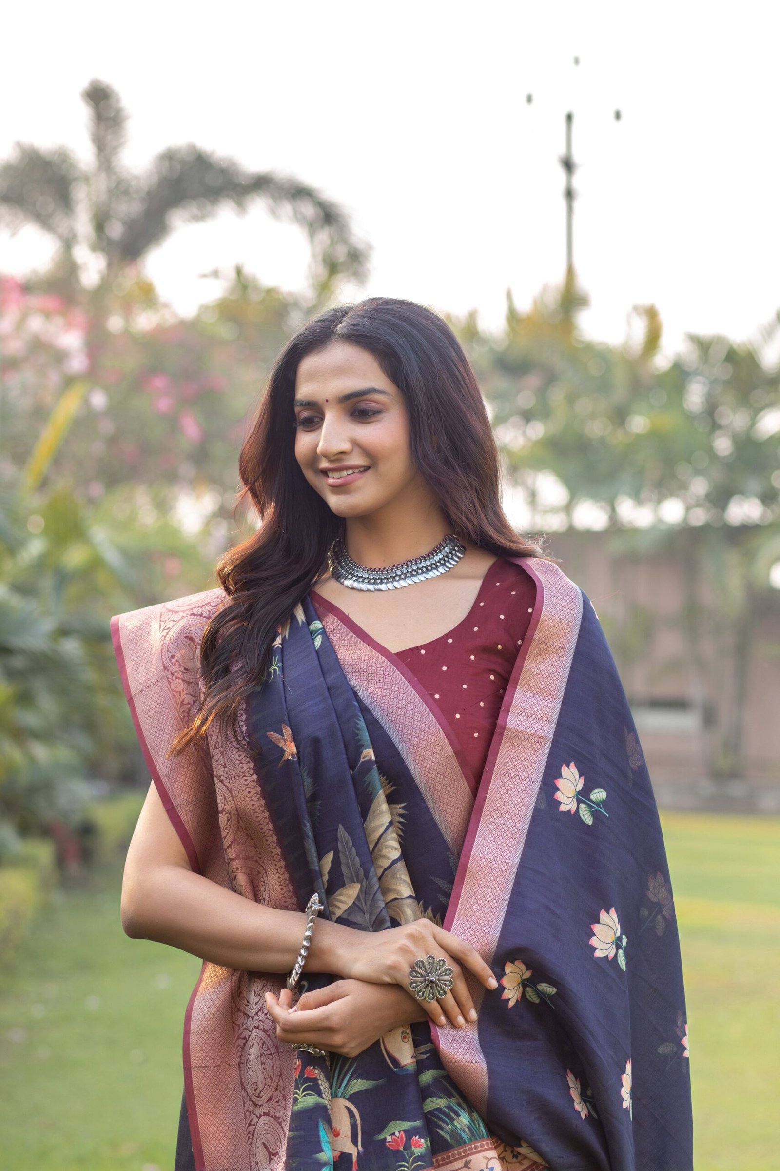 Enchanting Deep Blue Pichwai Saree by Madhurima - Image 4