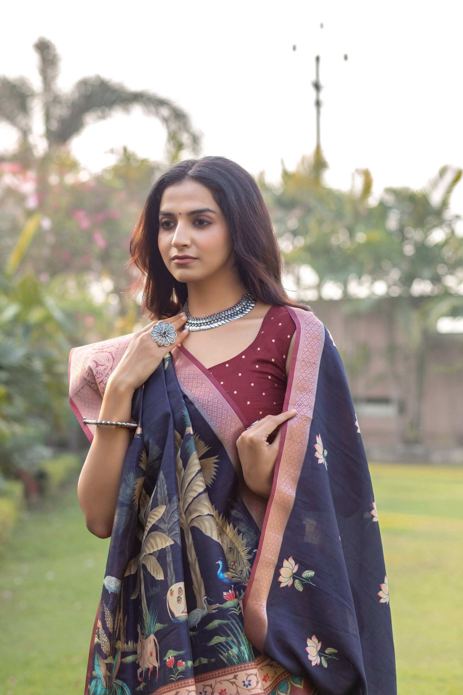 Enchanting Deep Blue Pichwai Saree by Madhurima - Image 5