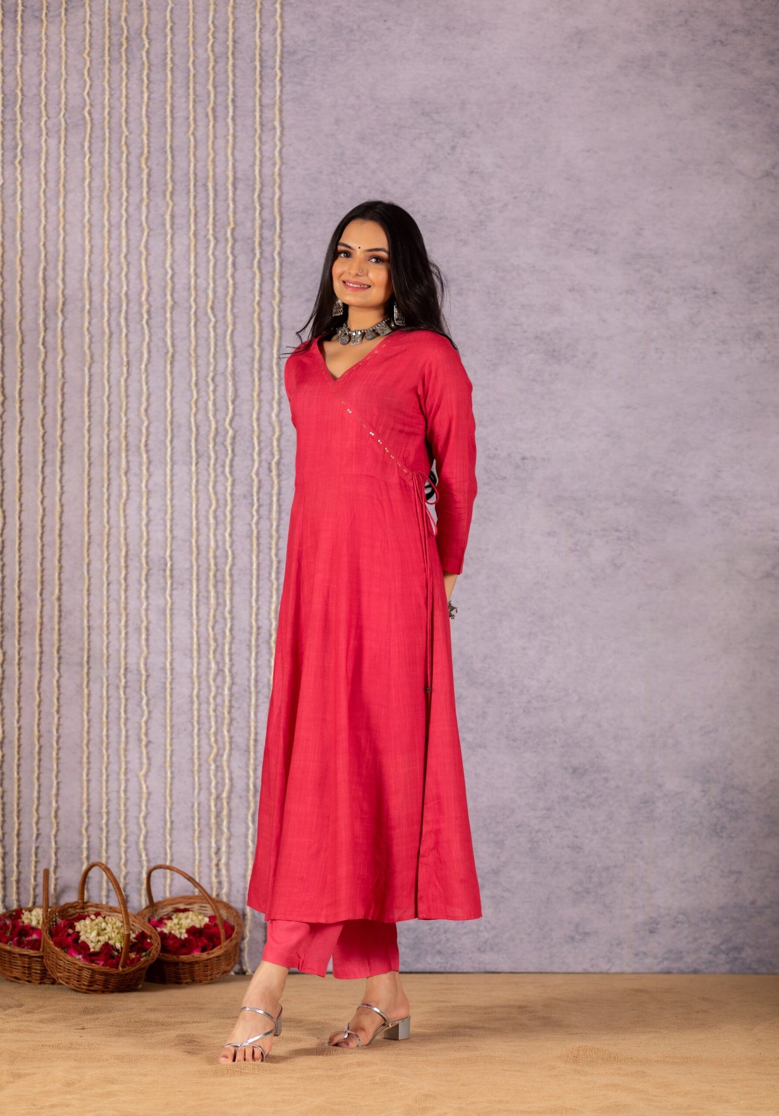 Charming Pink Angrakha Suit Set by Chaya - Image 6