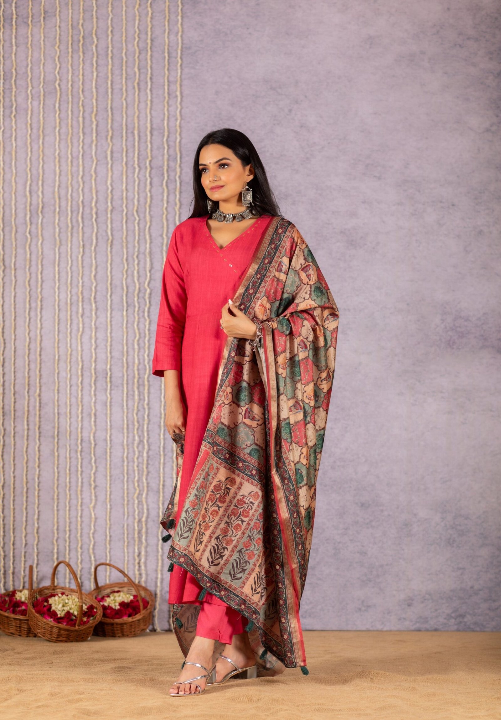 Charming Pink Angrakha Suit Set by Chaya - Image 4