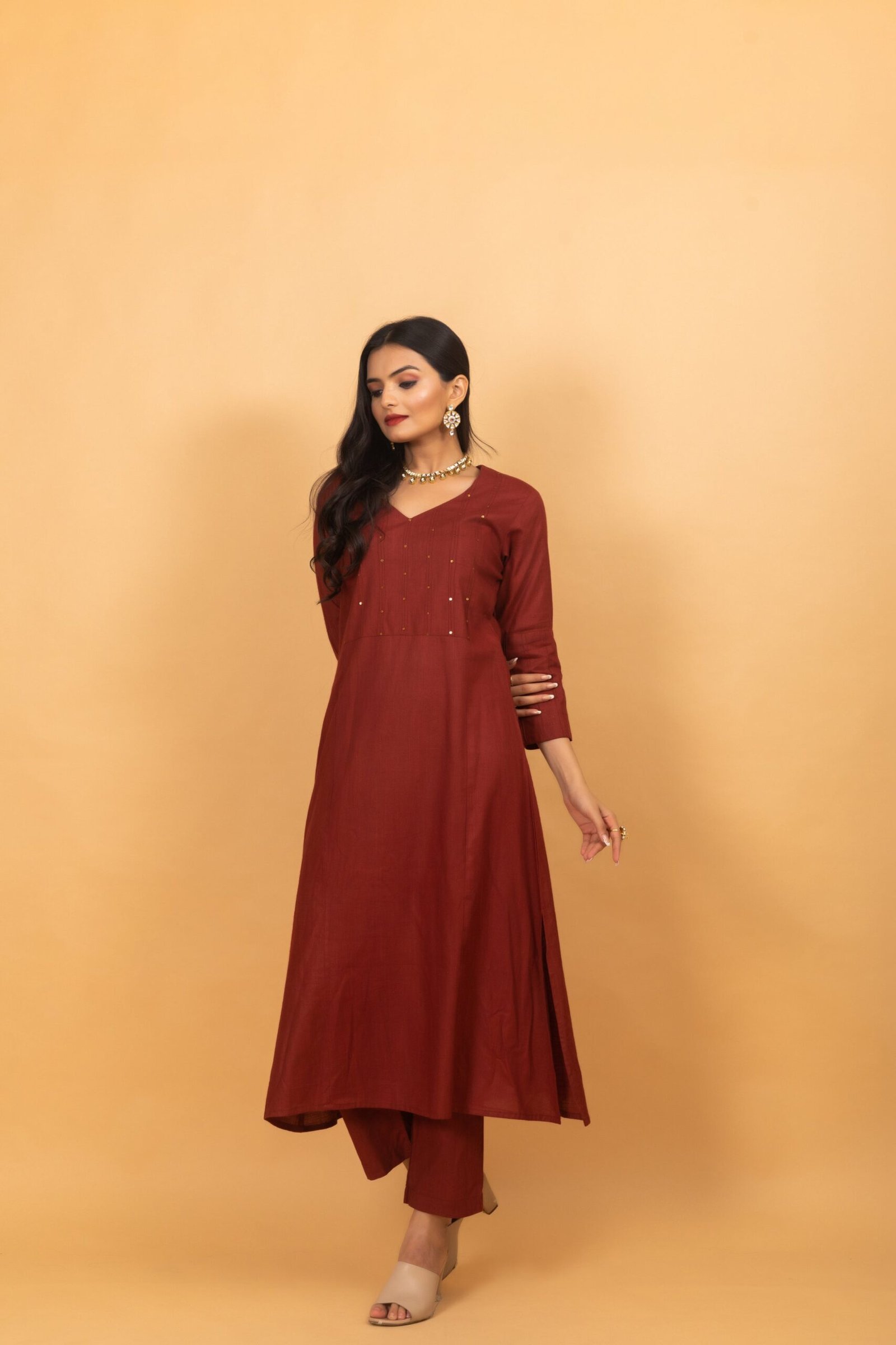 Elegant Maroon Pichwai Suit Set by Pankajini - Image 2