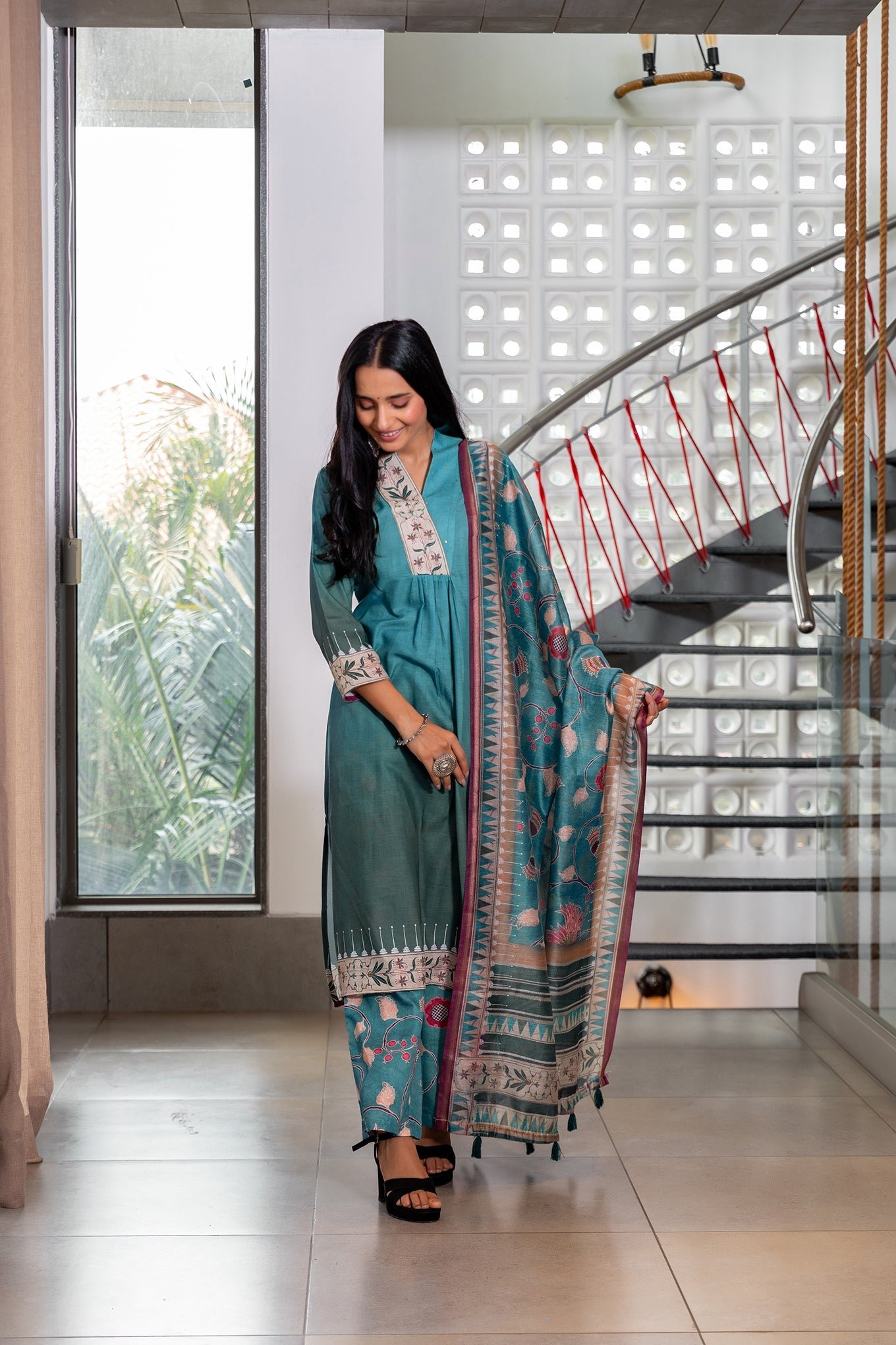 Enchanting Butterfly Blue Dupatta - Image 2