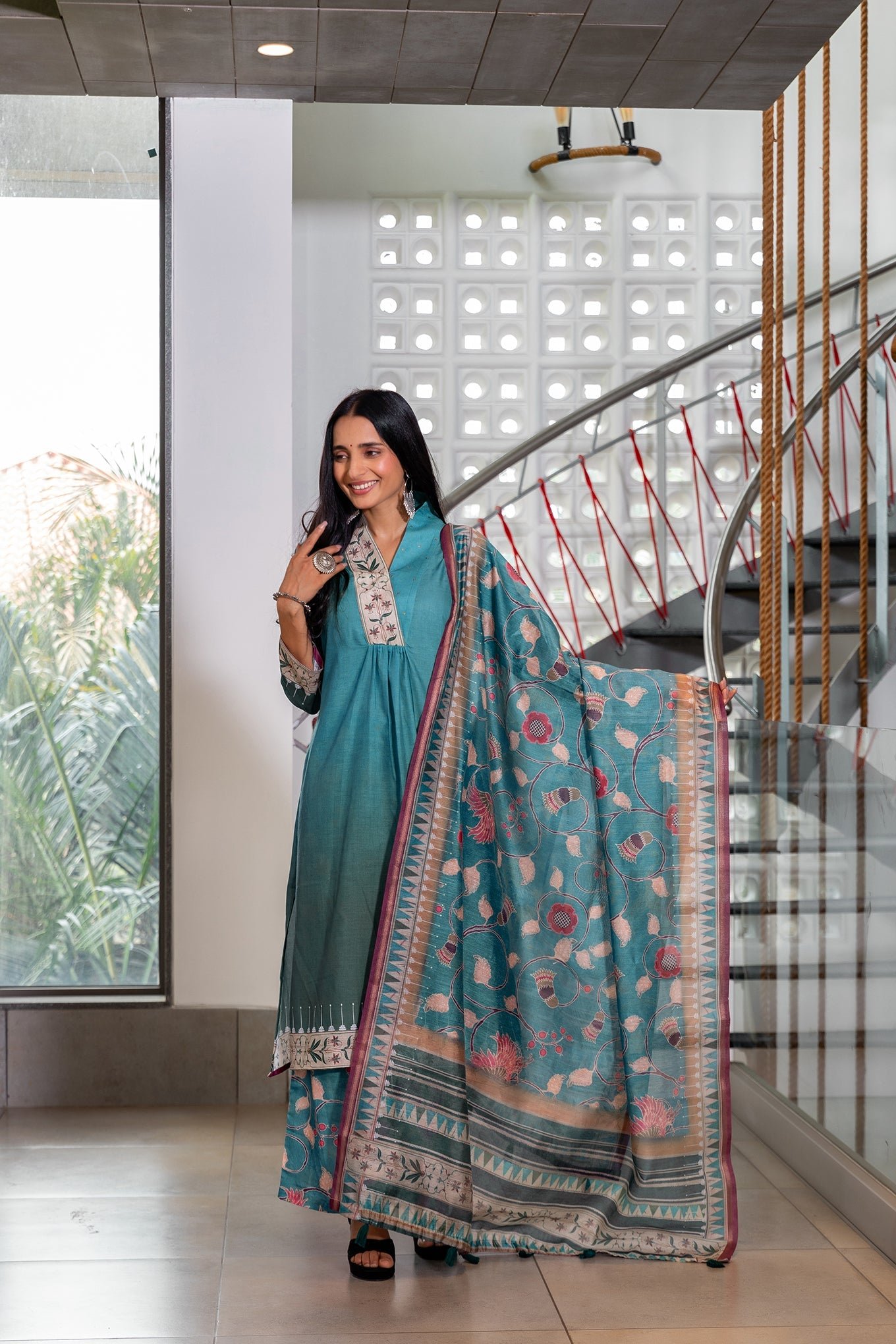 Enchanting Butterfly Blue Dupatta