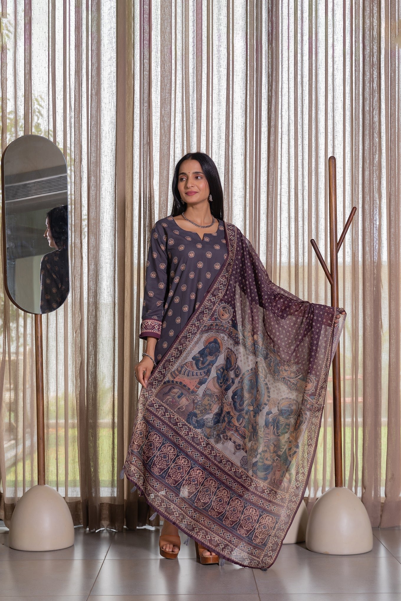 Exquisite Divya Kalamkari Elegance Dupatta