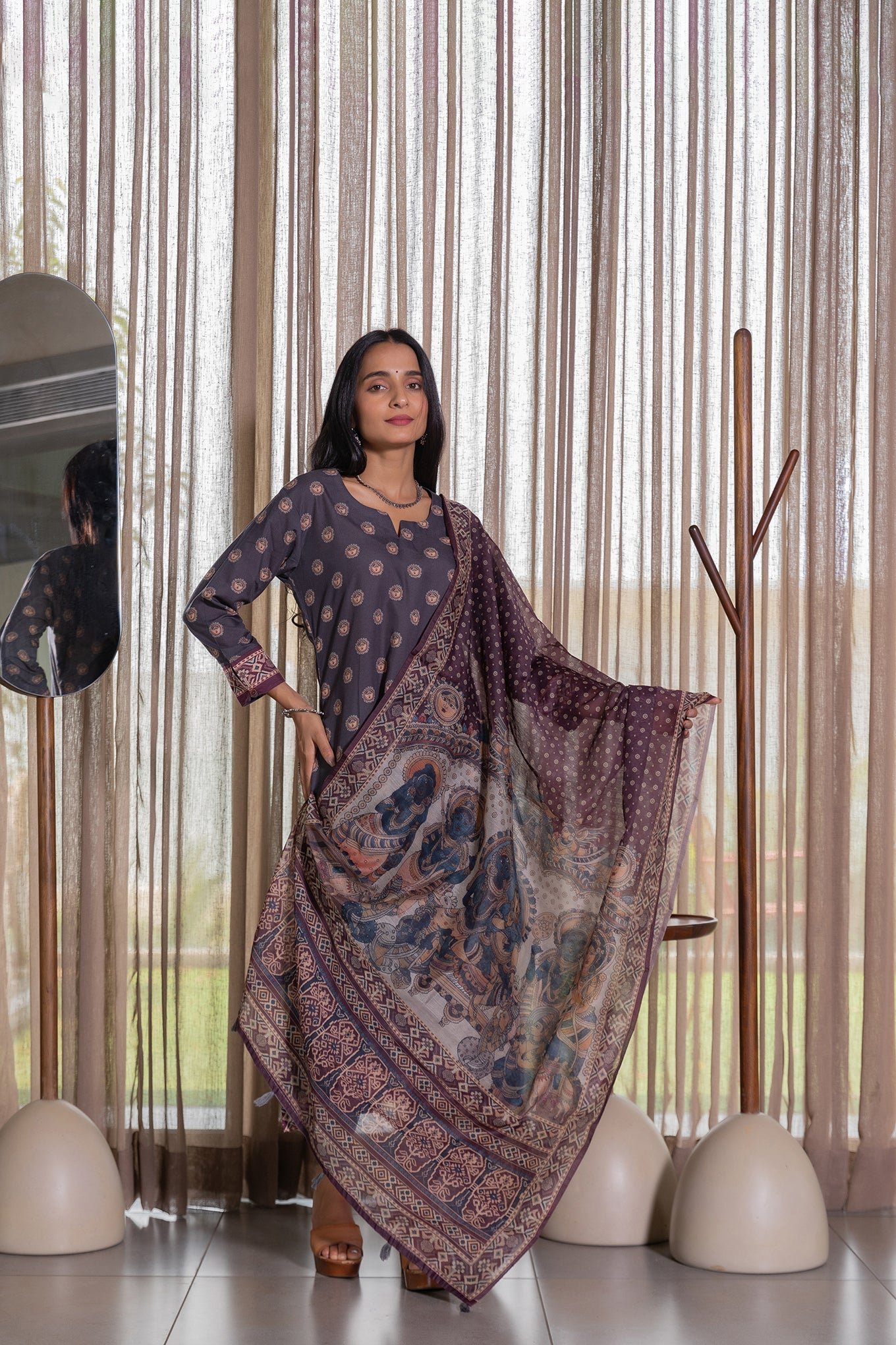 Exquisite Divya Kalamkari Elegance Dupatta - Image 2