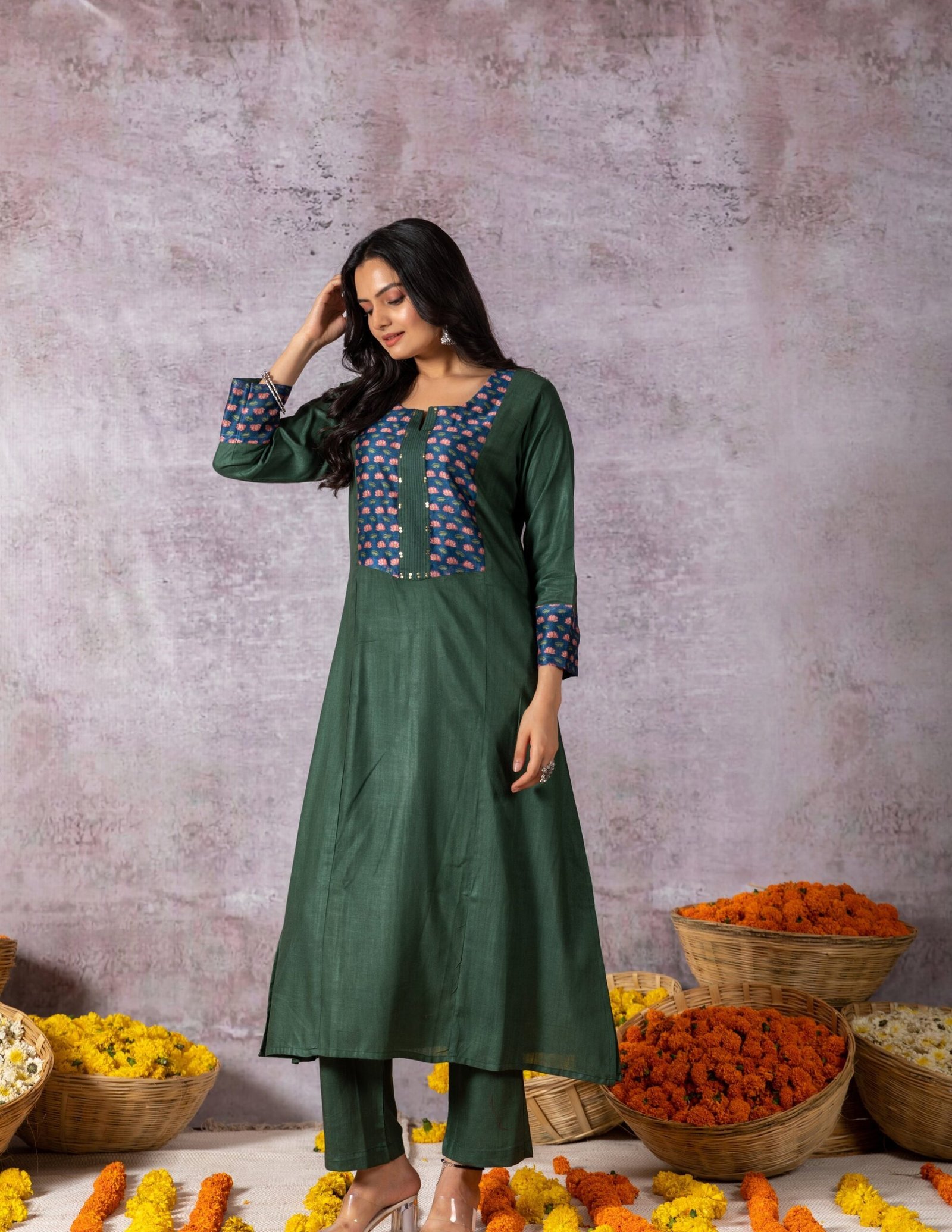 Enchanting Green Pichwai Tales Suit Set by Ishanvi - Image 5