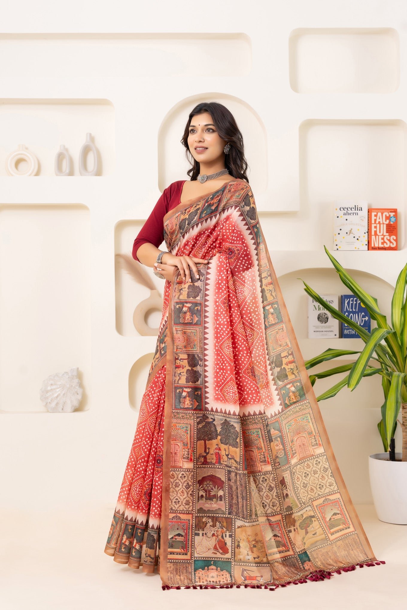 Exquisite Sangam Bandhani Block Print Saree - A Blend of Tradition and Elegance - Image 5