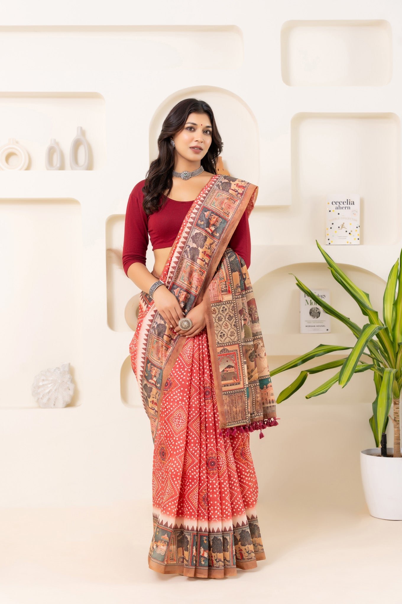 Exquisite Sangam Bandhani Block Print Saree - A Blend of Tradition and Elegance - Image 3