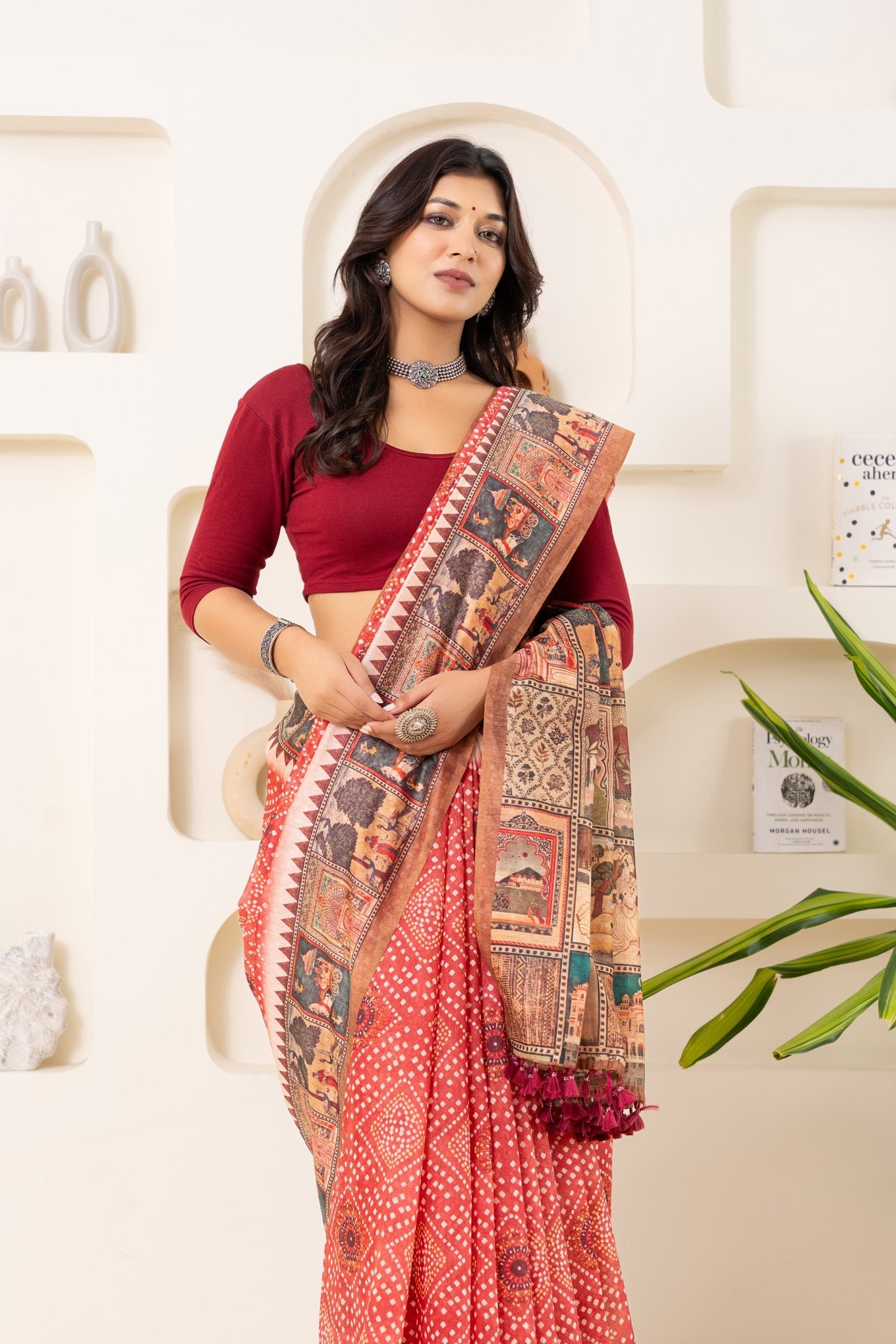 Exquisite Sangam Bandhani Block Print Saree - A Blend of Tradition and Elegance - Image 6