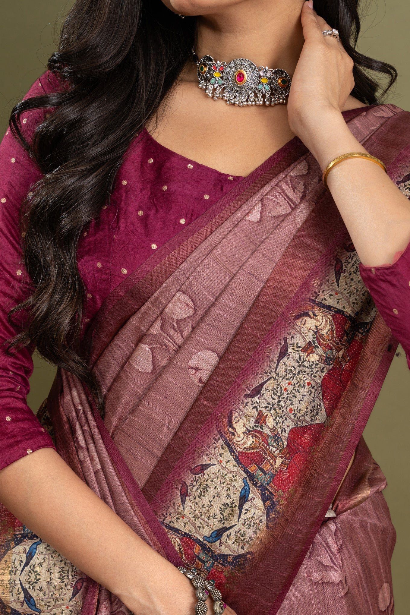 Elegant Roselle Floral Ikat Saree - A Stunning Statement Piece - Image 6