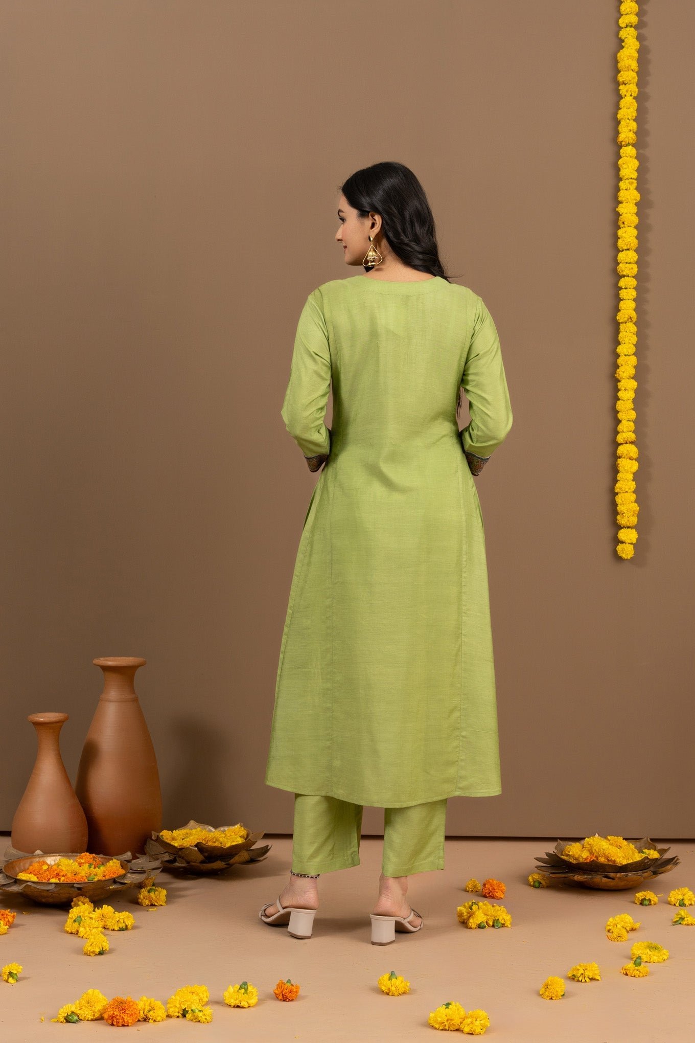 Vibrant Pista Green Bhagalpuri Suit Set from Kia - Image 5