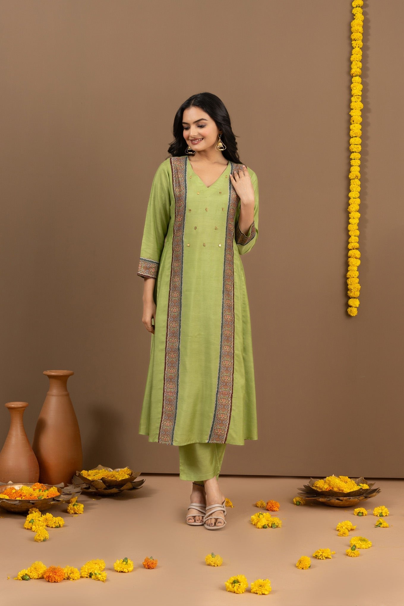 Vibrant Pista Green Bhagalpuri Suit Set from Kia - Image 4