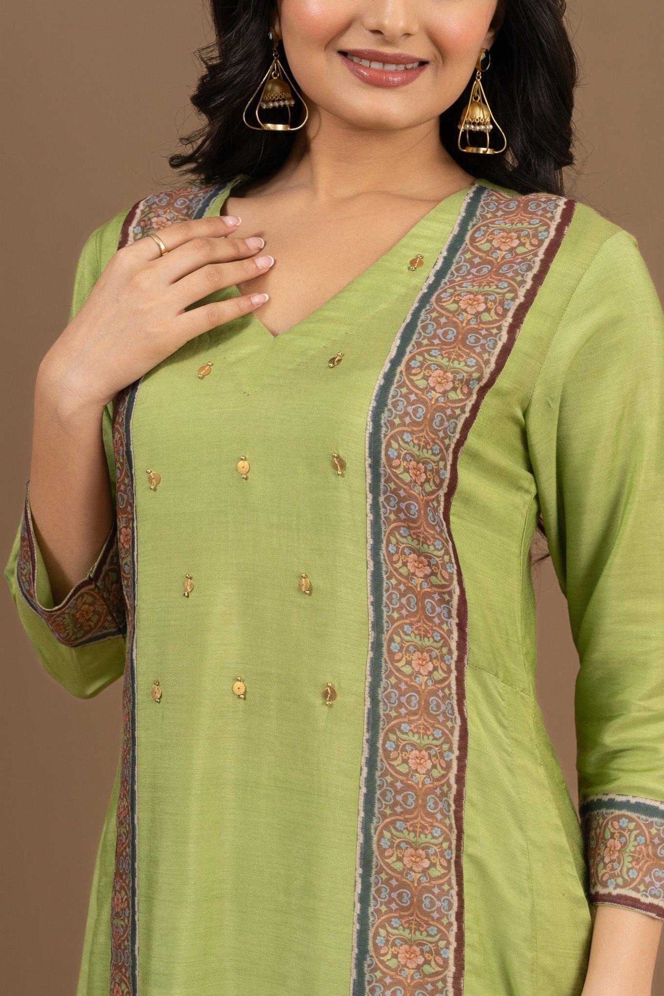 Vibrant Pista Green Bhagalpuri Suit Set from Kia - Image 3