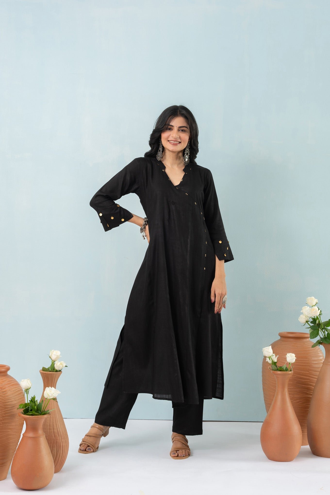 Elegant Molina Black Angrakha Suit Ensemble - Image 6