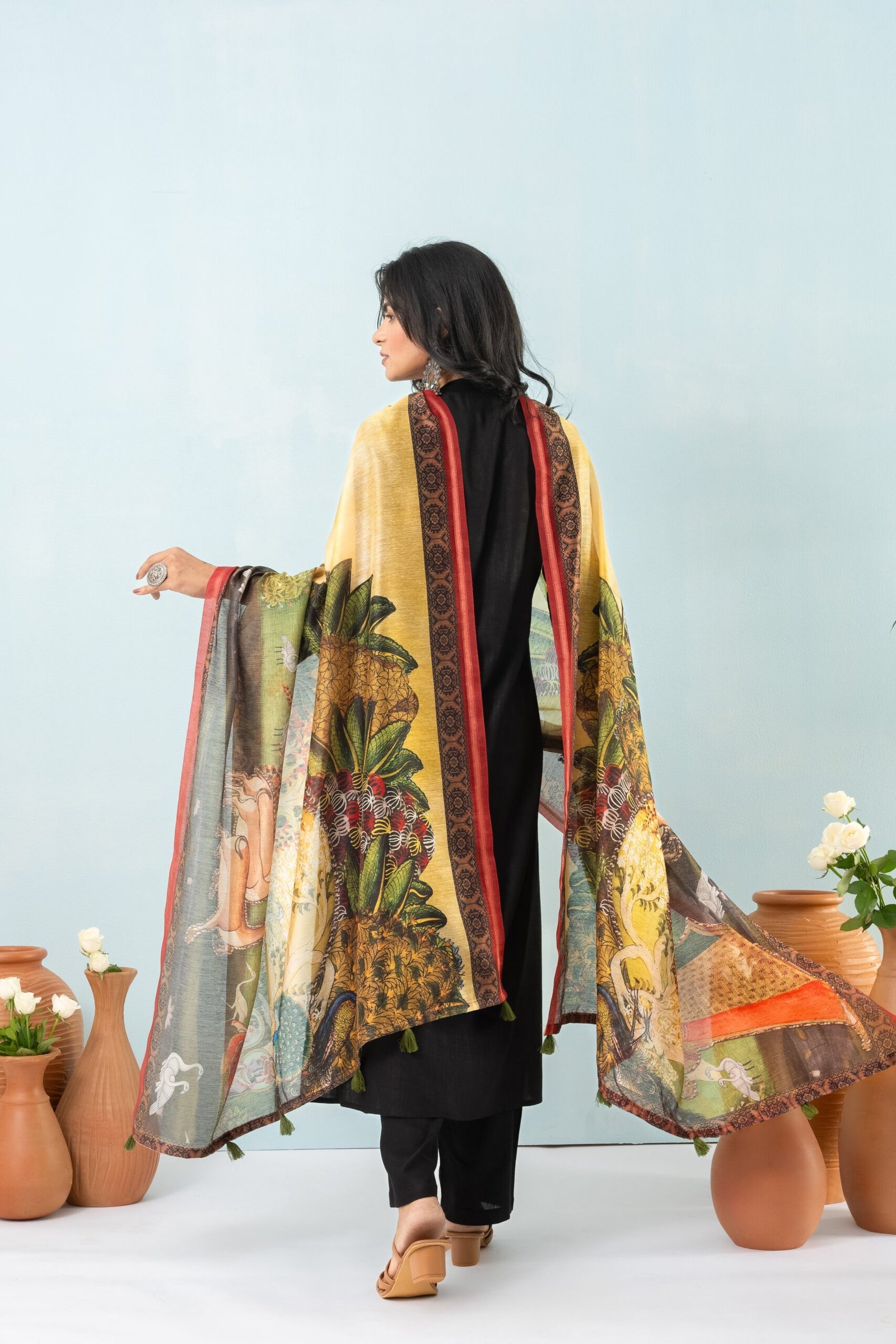 Elegant Molina Black Angrakha Suit Ensemble - Image 4