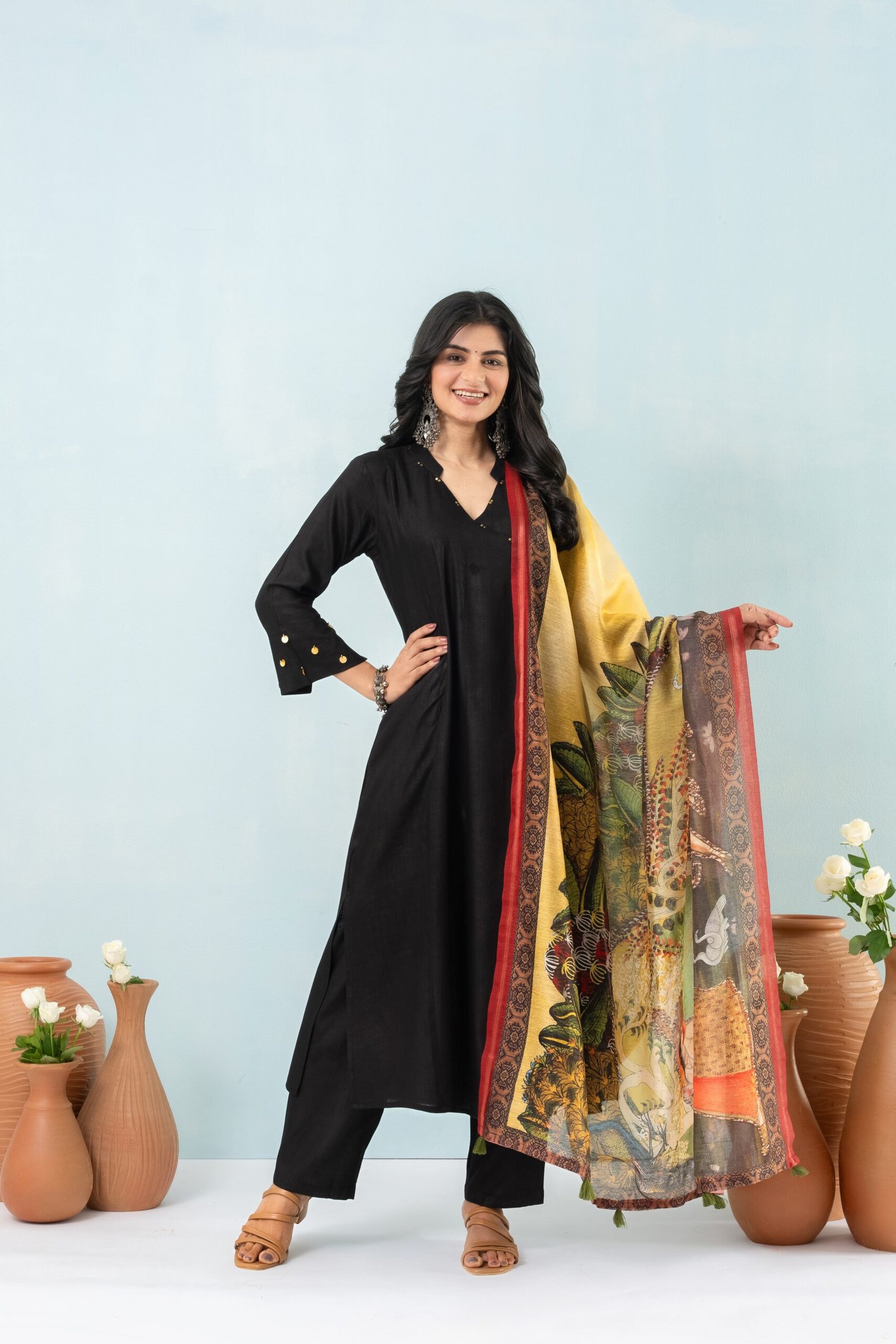 Elegant Molina Black Angrakha Suit Ensemble - Image 2
