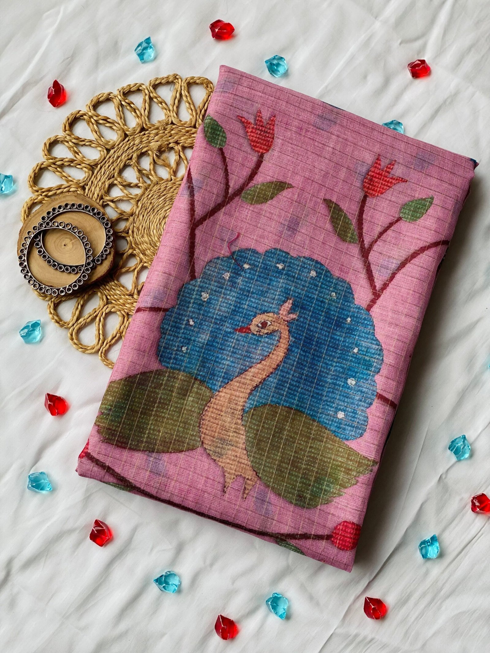 Exquisite Gulabi Mayur Saree - Embrace Elegance and Tradition