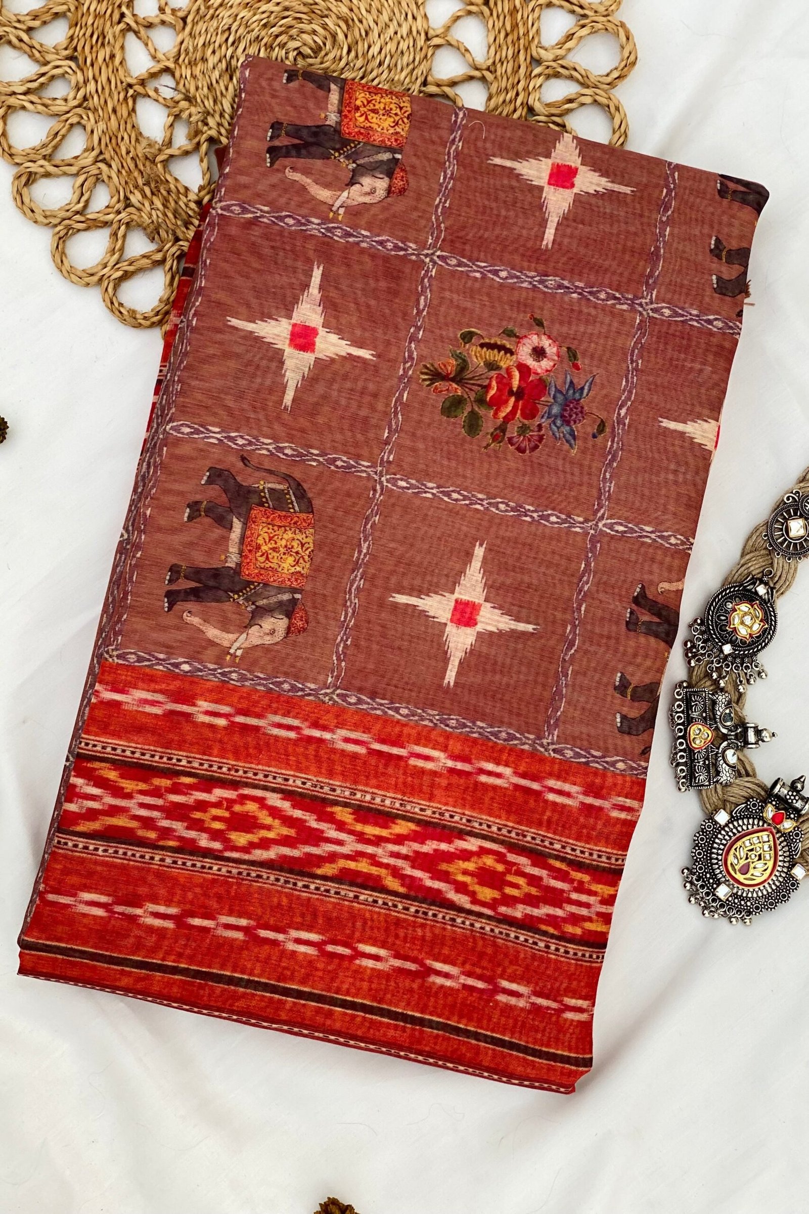 Elegant Brown Gajraaj Saree for Timeless Style