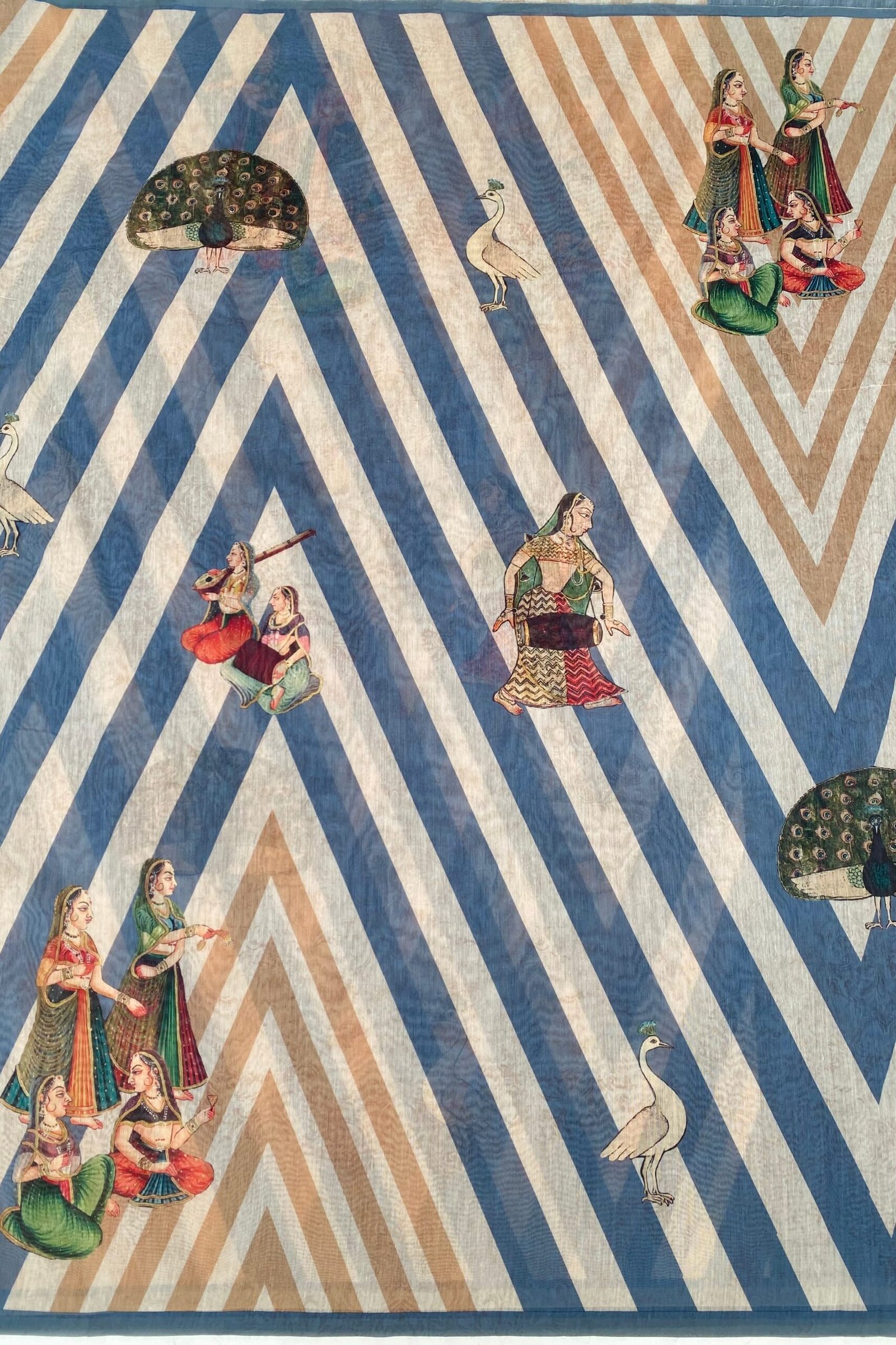 Elegant Gopi Blue Striped Saree for Timeless Style - Image 3