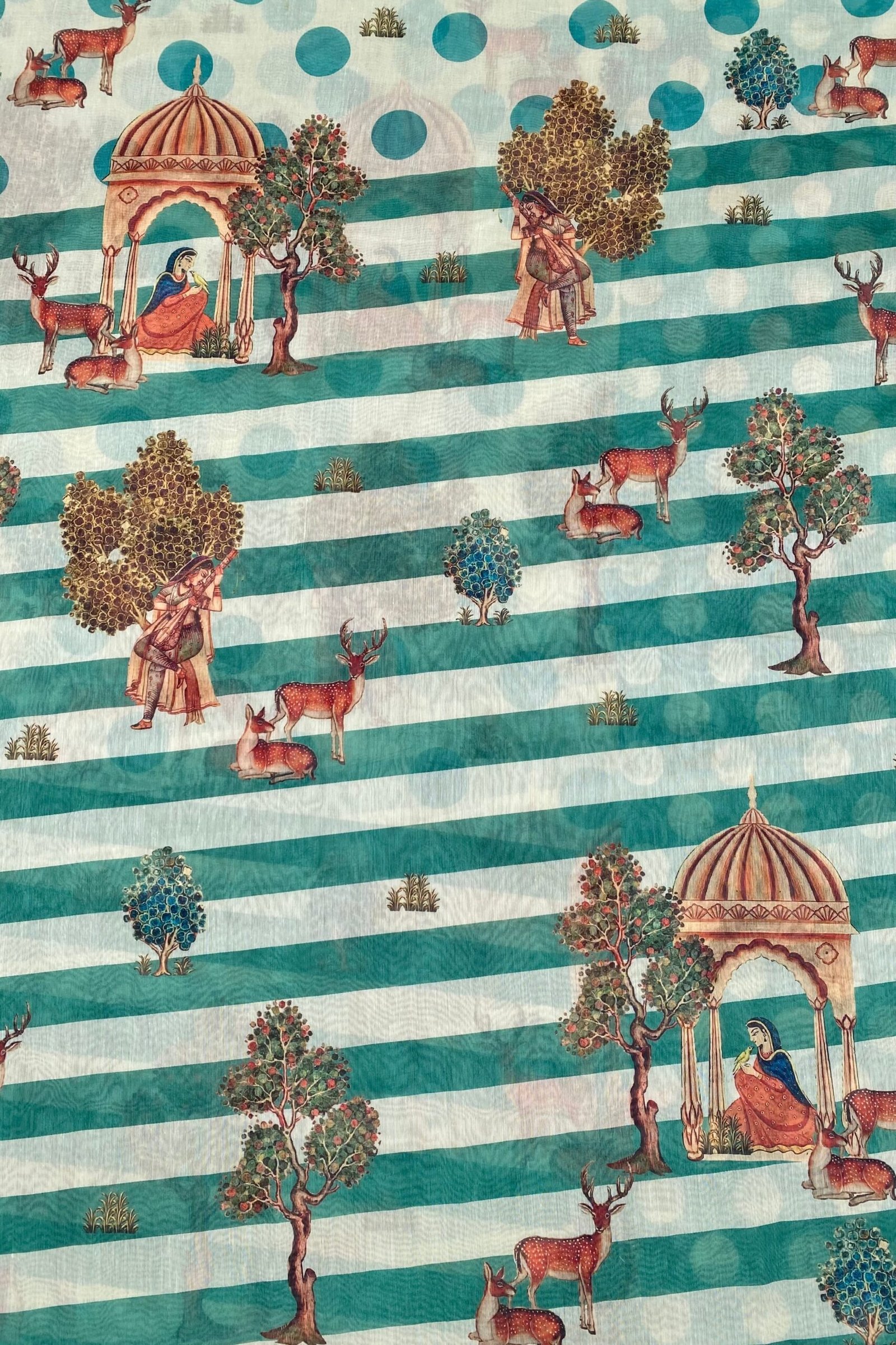 Stylish Jiya Polka-Stripe Fusion Saree - Image 3