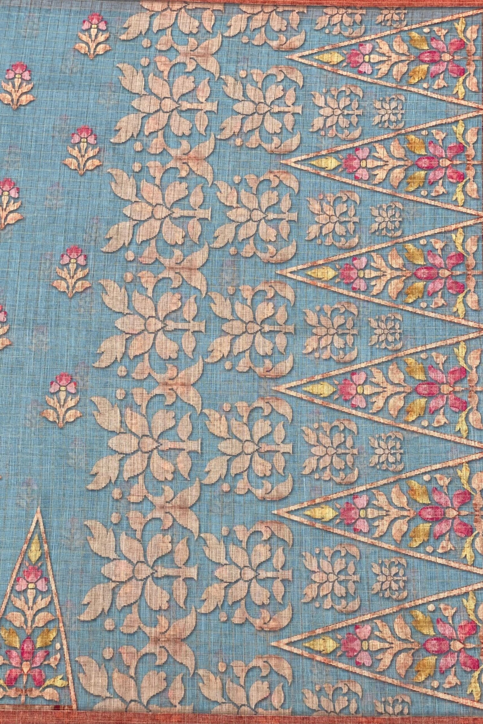 Elegantly Styled Padmashree Linen Saree - Image 6