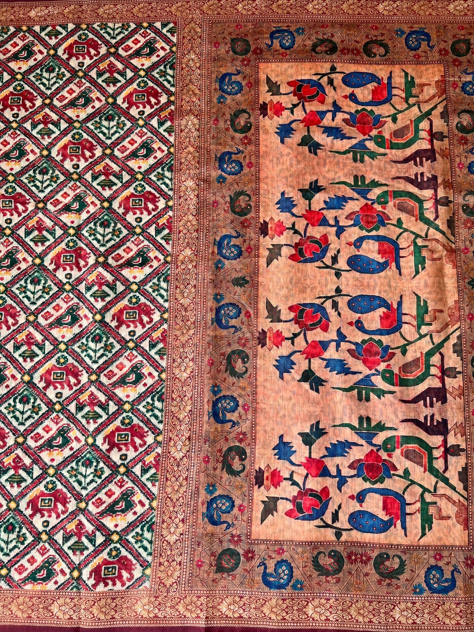 Elegant Beige Patola Saree for Timeless Charm - Image 6